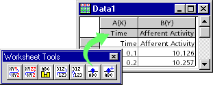 A example of moving a row of data in Origin's worksheet column labels